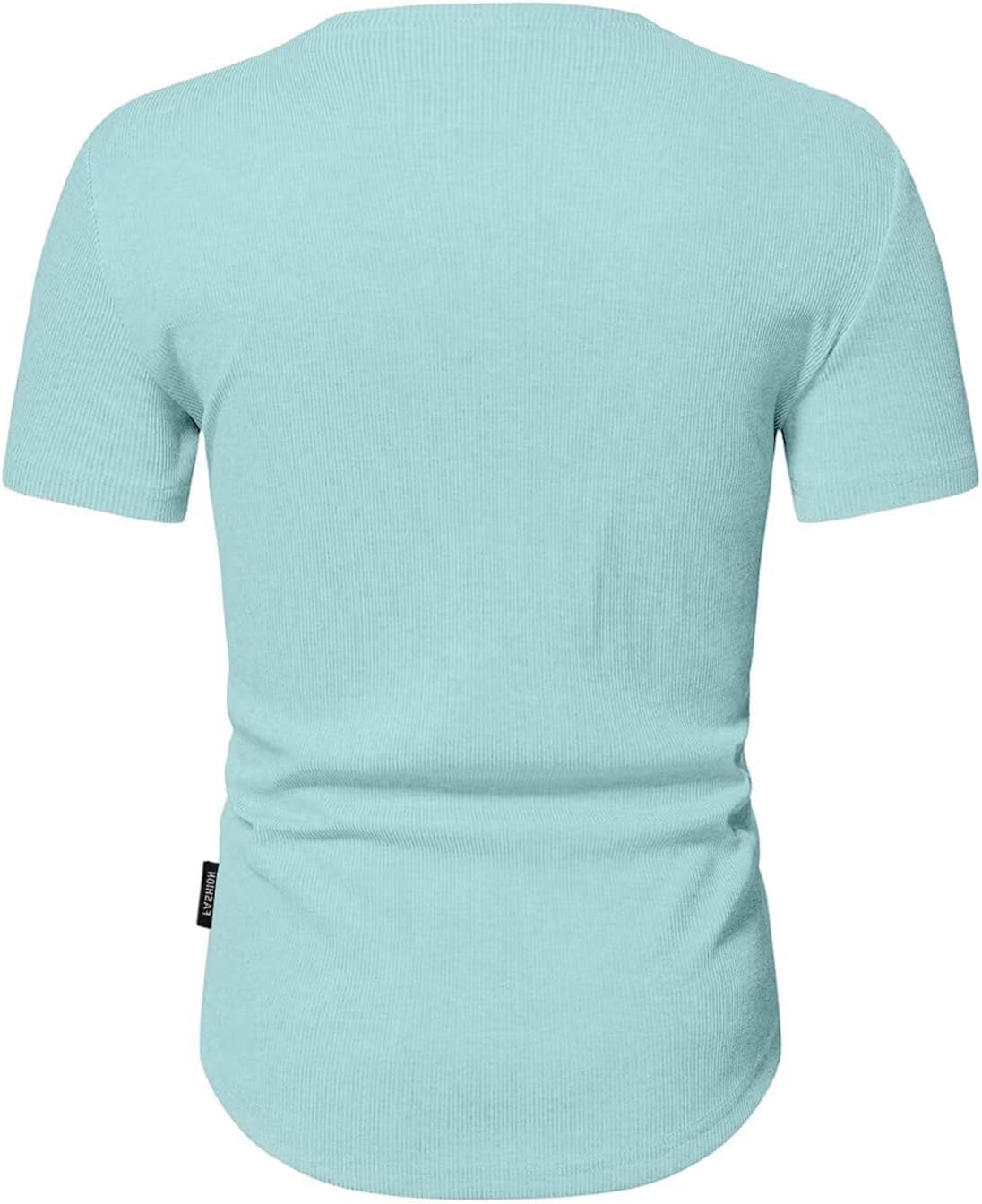 Men's Muscle Slim Henley Shirts Crewneck T-Shirt Gym Workout Athletic Shirt Tees - Picture 121 of 202
