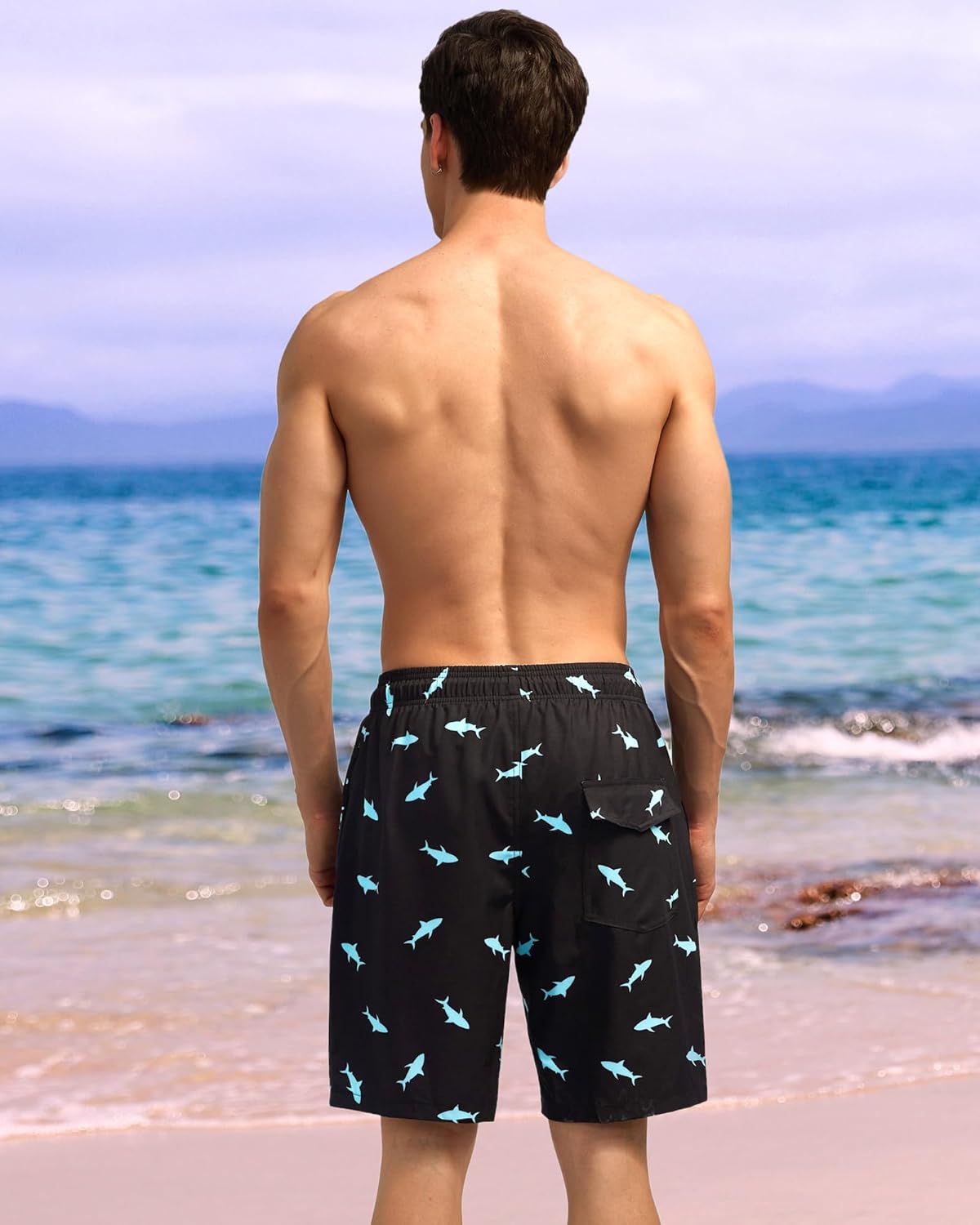 Bañador para hombre de secado rápido traje de baño pantalones cortos con forro bolsillo con cremallera - Imagen 67 de 117