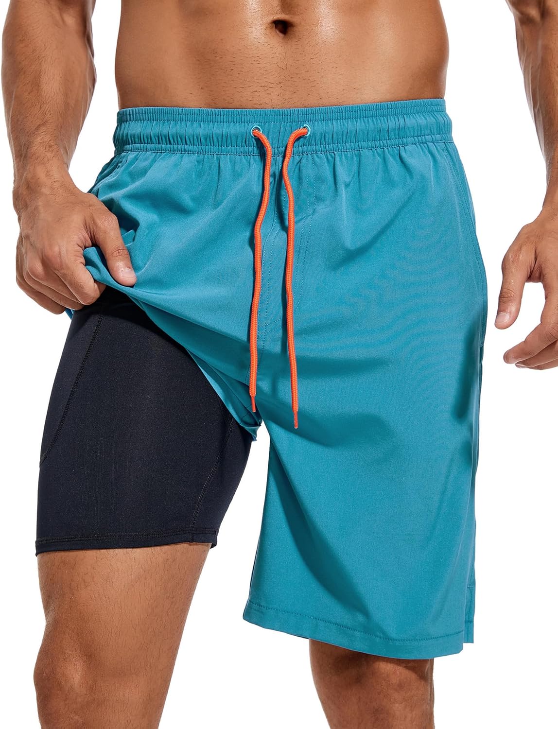 Bañador para hombre de secado rápido traje de baño pantalones cortos con forro bolsillo con cremallera - Imagen 73 de 117