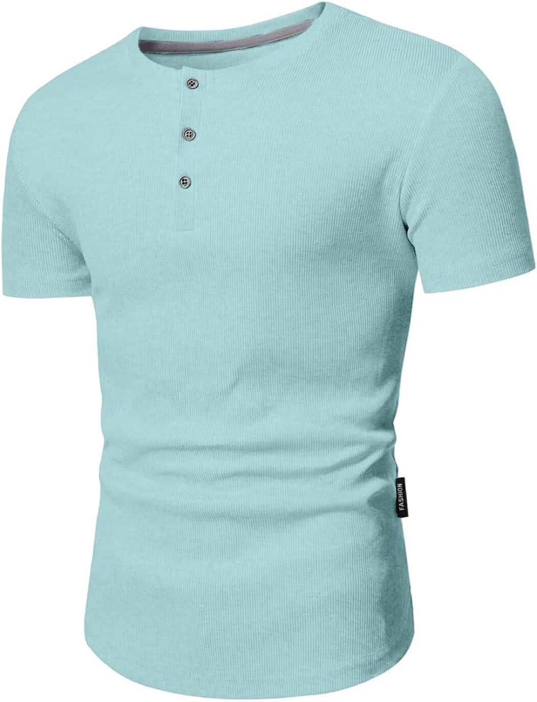 Men's Muscle Slim Henley Shirts Crewneck T-Shirt Gym Workout Athletic Shirt Tees - Picture 123 of 202