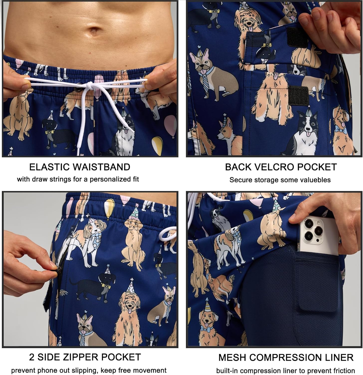 Bañador para hombre de secado rápido traje de baño pantalones cortos con forro bolsillo con cremallera - Imagen 85 de 117