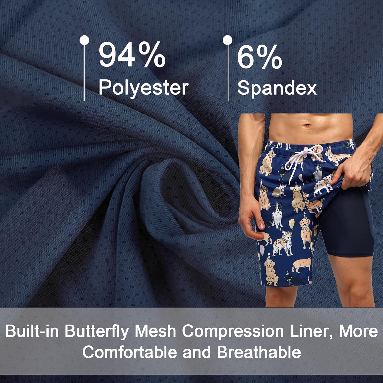 Bañador para hombre de secado rápido traje de baño pantalones cortos con forro bolsillo con cremallera - Imagen 88 de 117