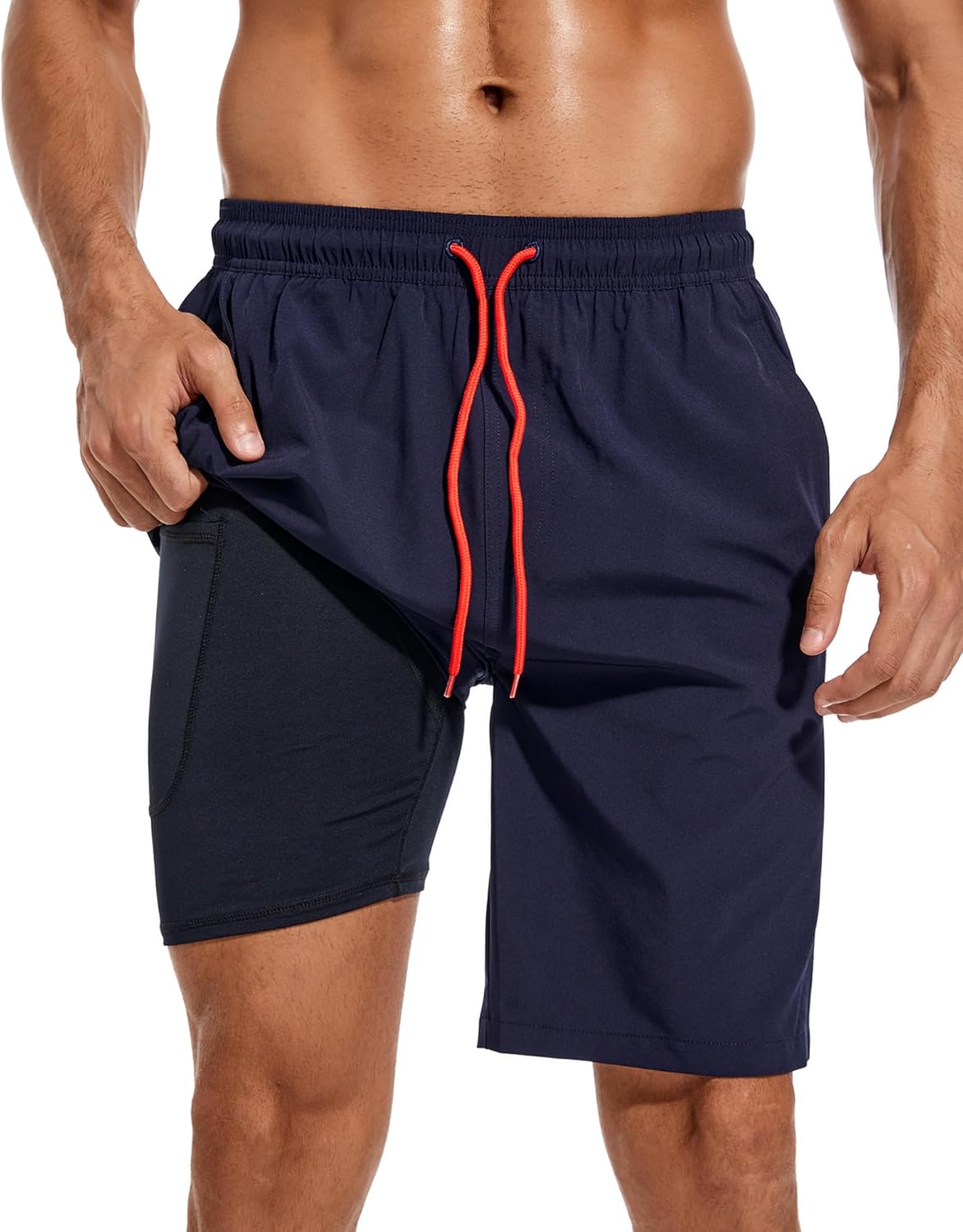 Bañador para hombre de secado rápido traje de baño pantalones cortos con forro bolsillo con cremallera - Imagen 89 de 117