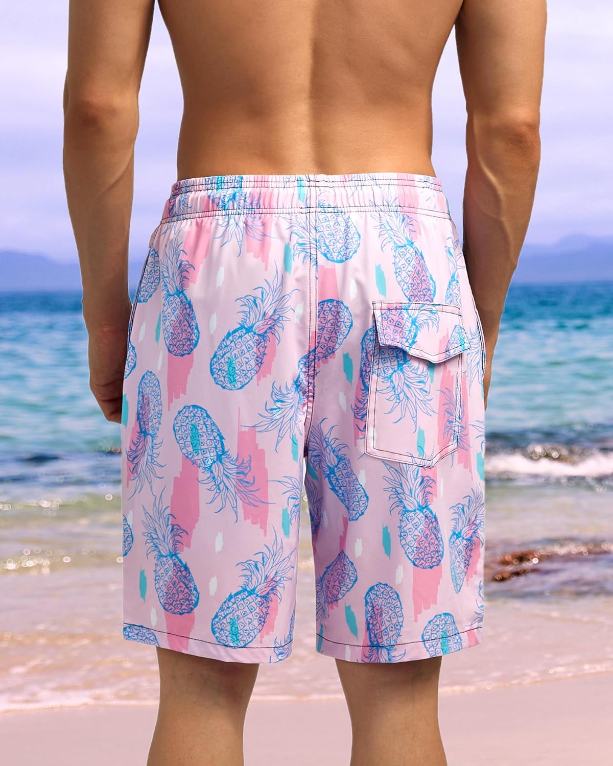 Bañador para hombre de secado rápido traje de baño pantalones cortos con forro bolsillo con cremallera - Imagen 103 de 117