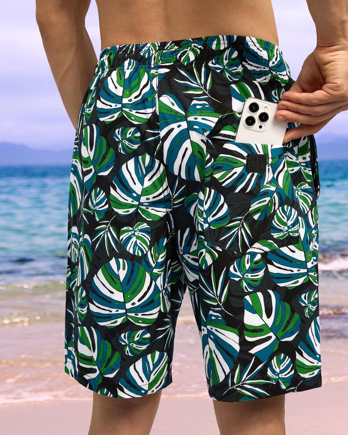 Bañador para hombre de secado rápido traje de baño pantalones cortos con forro bolsillo con cremallera - Imagen 108 de 117