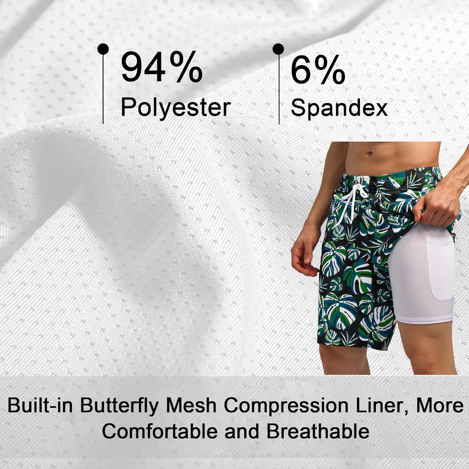 Bañador para hombre de secado rápido traje de baño pantalones cortos con forro bolsillo con cremallera - Imagen 109 de 117