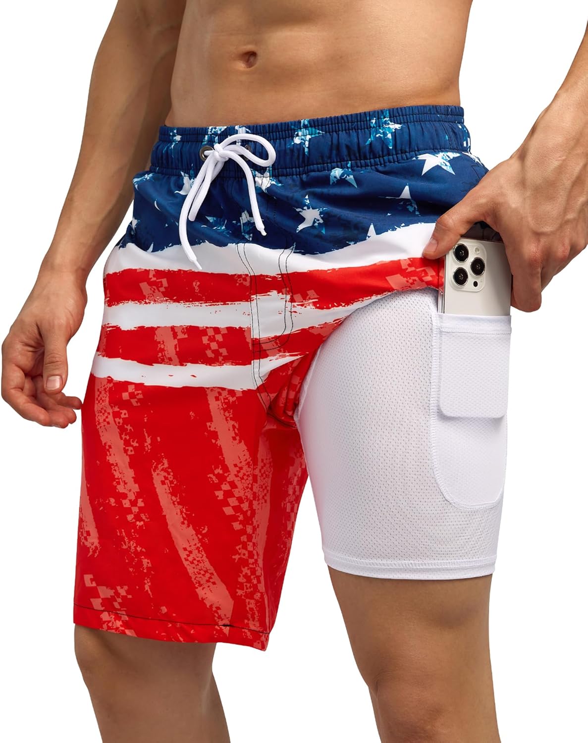 Bañador para hombre de secado rápido traje de baño pantalones cortos con forro bolsillo con cremallera - Imagen 112 de 117