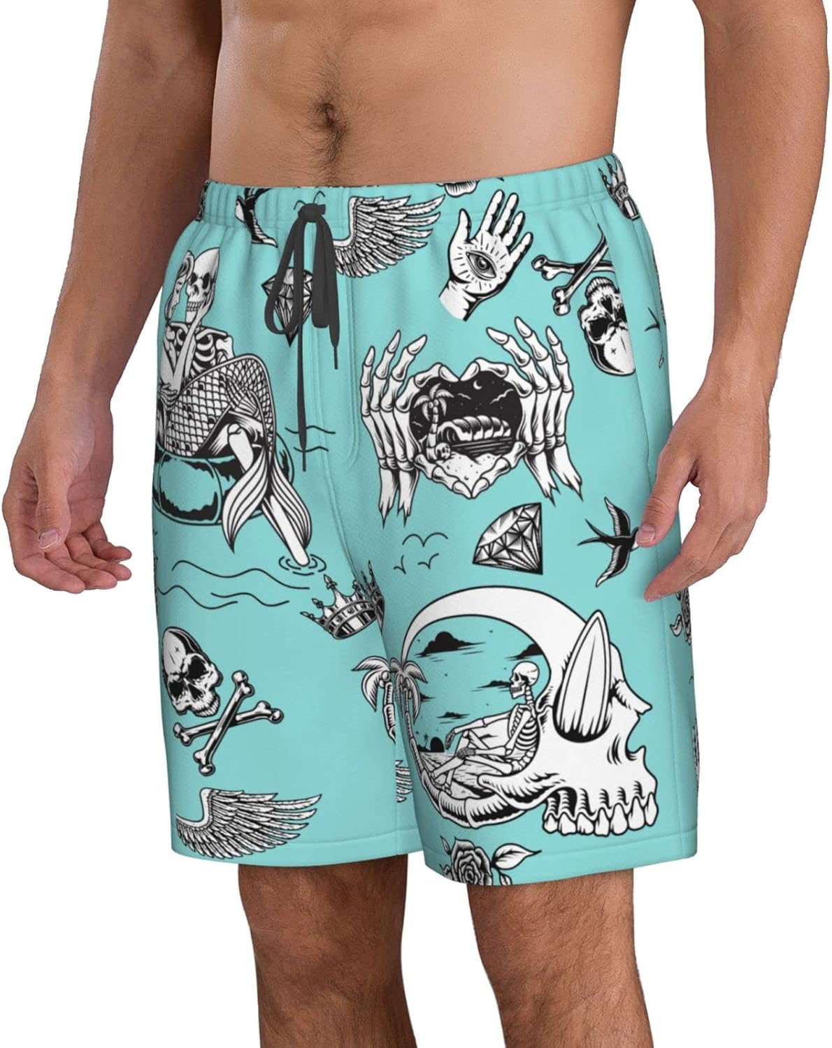 Men's Swim Trunks Beach Board Shorts Quick Dry Swimwear Sports with Pockets - Picture 24 of 99