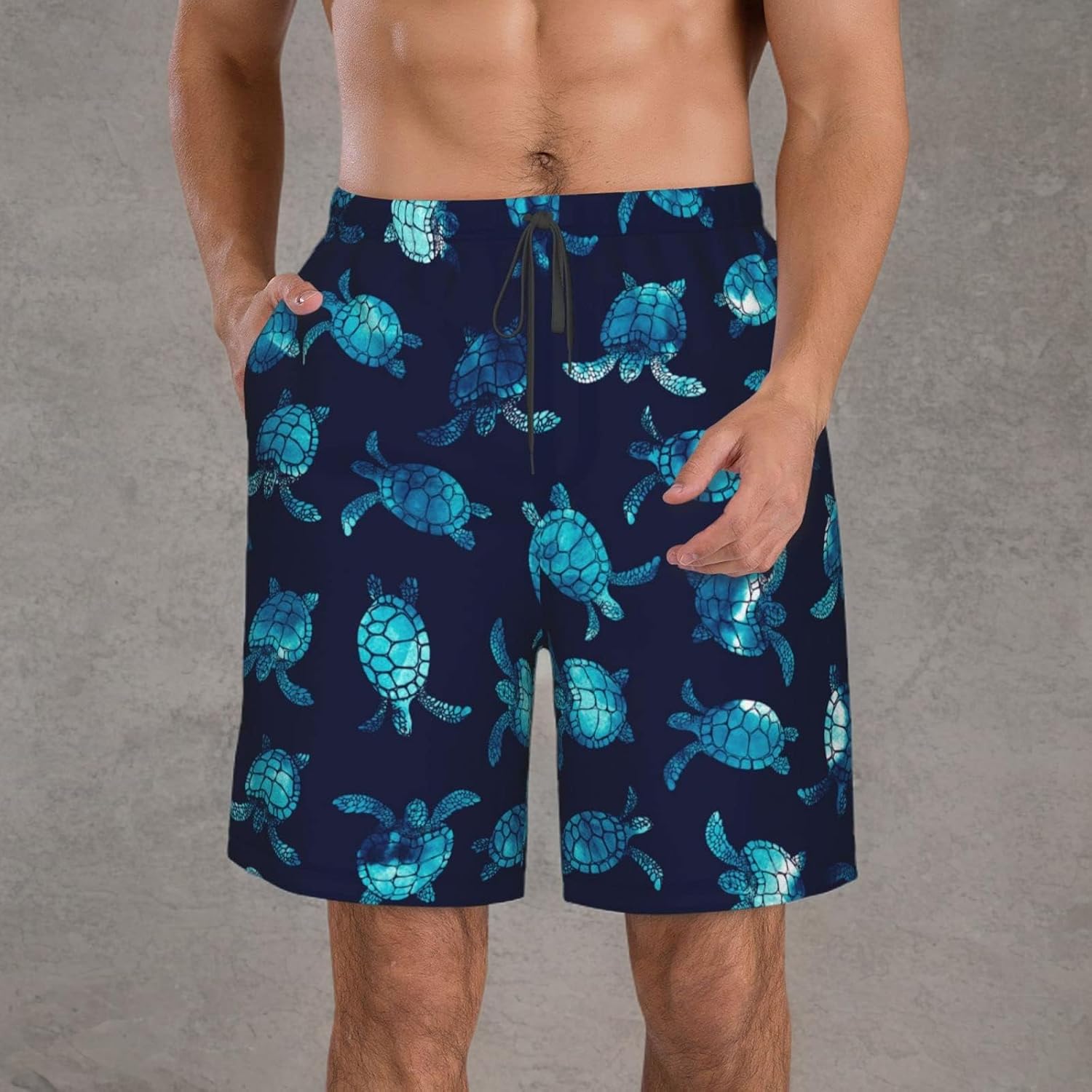 Men's Swim Trunks Beach Board Shorts Quick Dry Swimwear Sports with Pockets - Picture 44 of 99