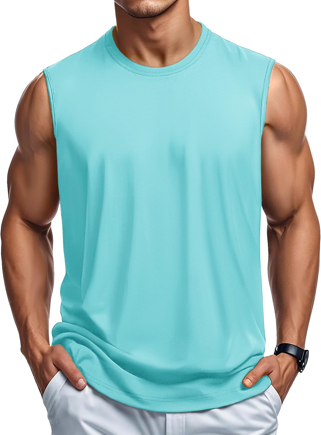 Herren Tank Top Baumwolle Muskel Training Gym Shirts Freizeit Ärmellos Shirts - Bild 30 von 197