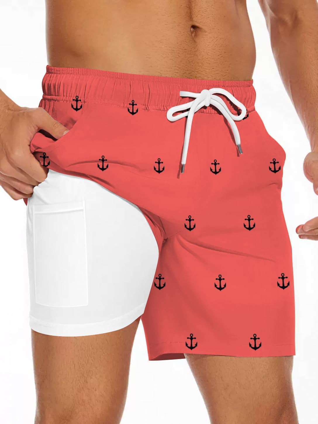 Men's Swim Trunk with Compression Liner Quick Dry Board Shorts Surf Beach Shorts - Picture 27 of 132