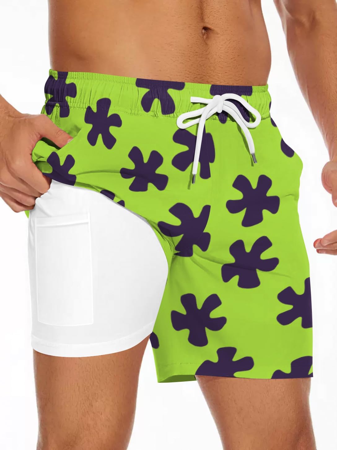Men's Swim Trunk with Compression Liner Quick Dry Board Shorts Surf Beach Shorts - Picture 31 of 132