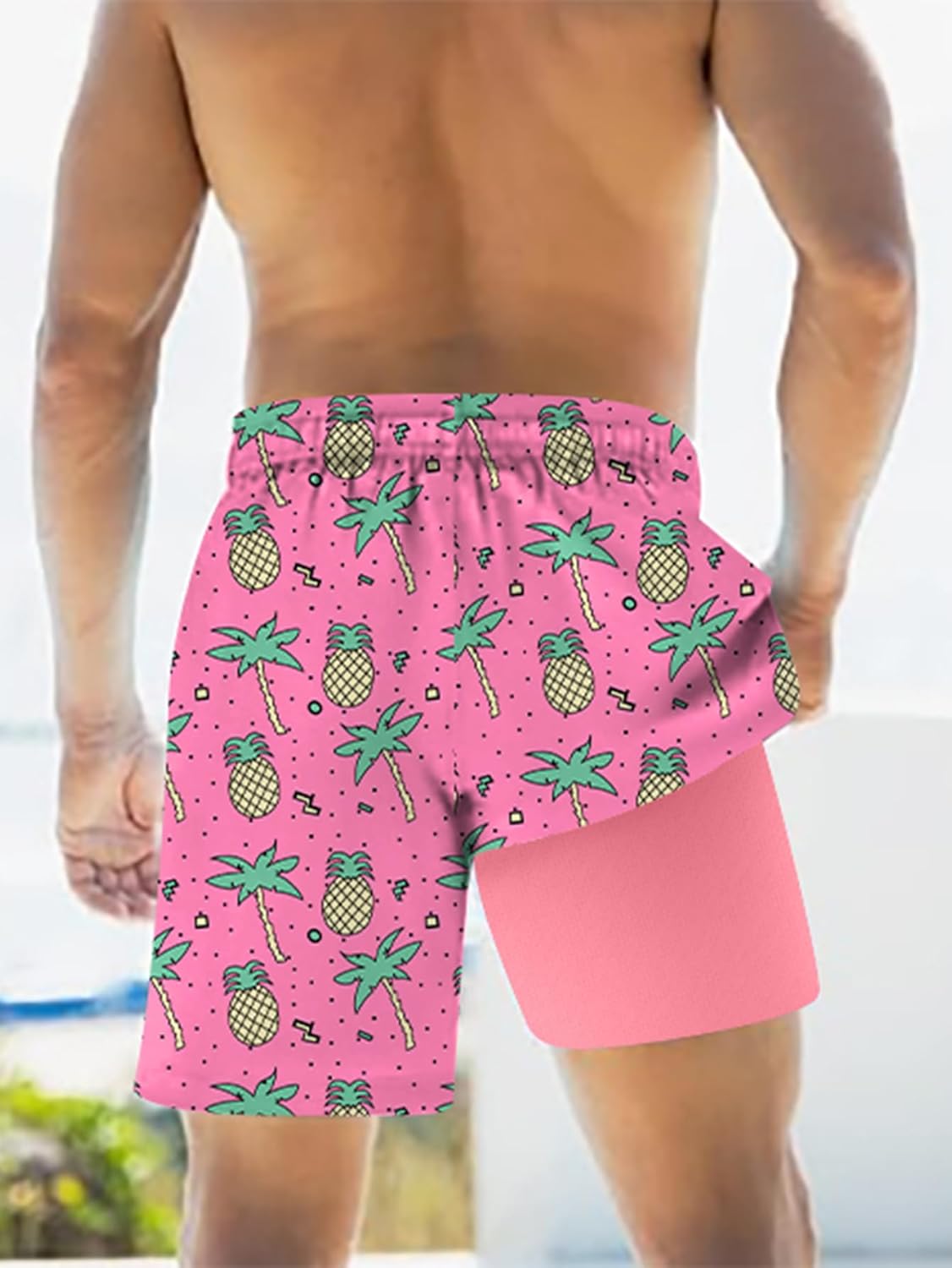Men's Swim Trunk with Compression Liner Quick Dry Board Shorts Surf Beach Shorts - Picture 41 of 132