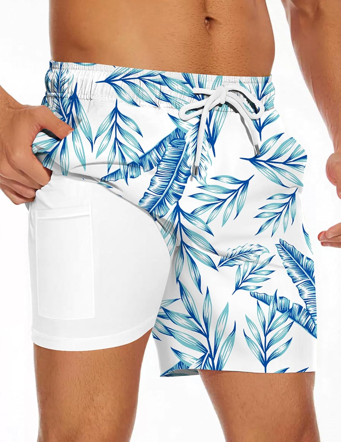 Men's Swim Trunk with Compression Liner Quick Dry Board Shorts Surf Beach Shorts - Picture 42 of 132