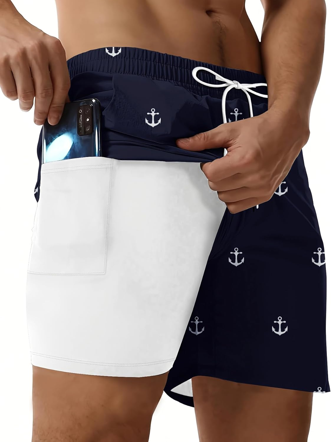 Men's Swim Trunk with Compression Liner Quick Dry Board Shorts Surf Beach Shorts - Picture 56 of 132