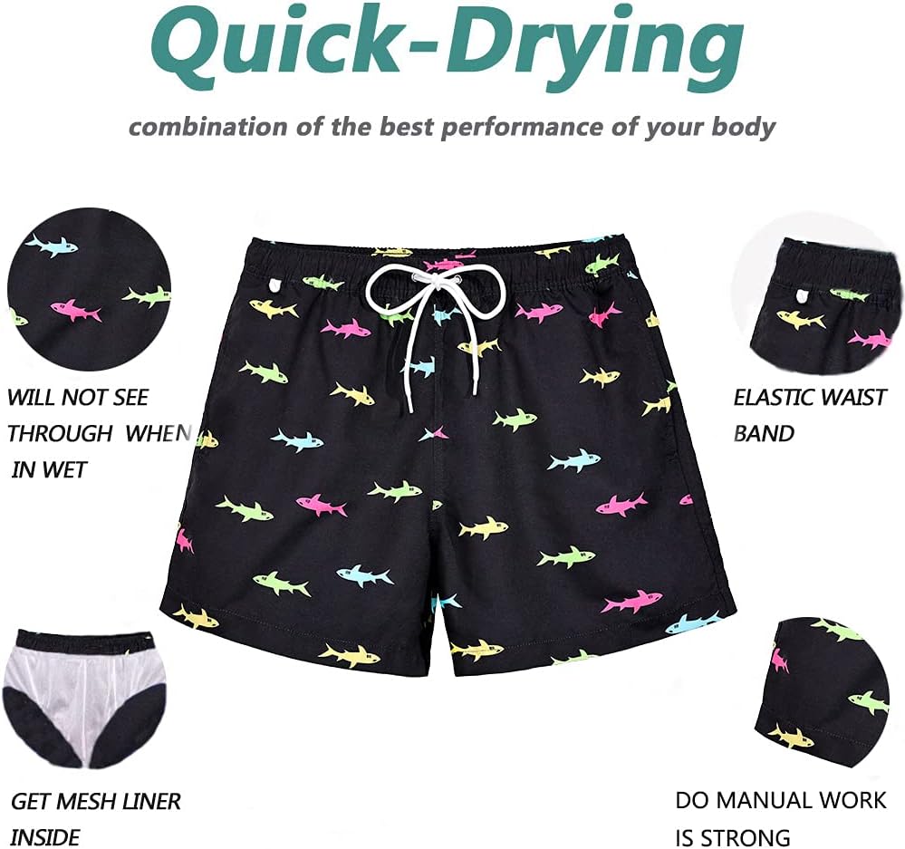 Beach Shorts Swim Trunks Quick Dry Men's Bathing Suit with Mesh Lining - Picture 30 of 111
