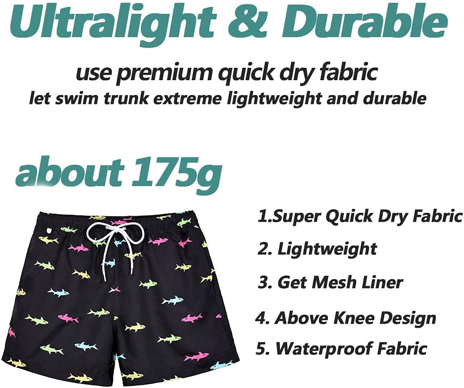 Beach Shorts Swim Trunks Quick Dry Men's Bathing Suit with Mesh Lining - Picture 31 of 111