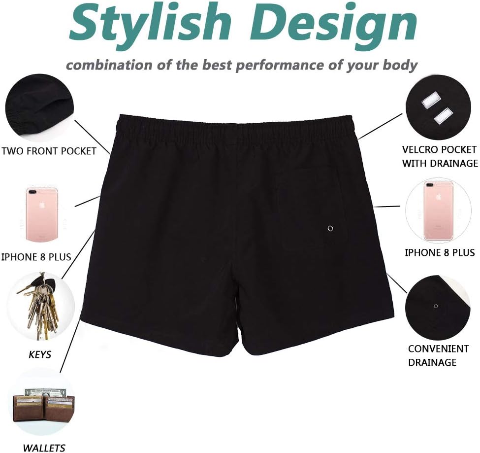 Beach Shorts Swim Trunks Quick Dry Men's Bathing Suit with Mesh Lining - Picture 36 of 111