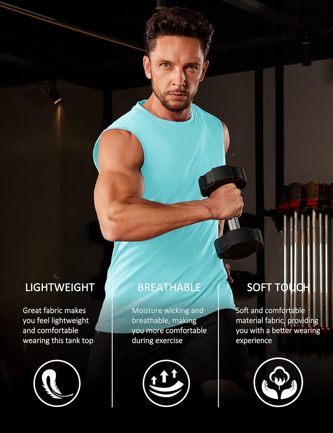 Herren Tank Top Baumwolle Muskel Training Gym Shirts Freizeit Ärmellos Shirts - Bild 32 von 197