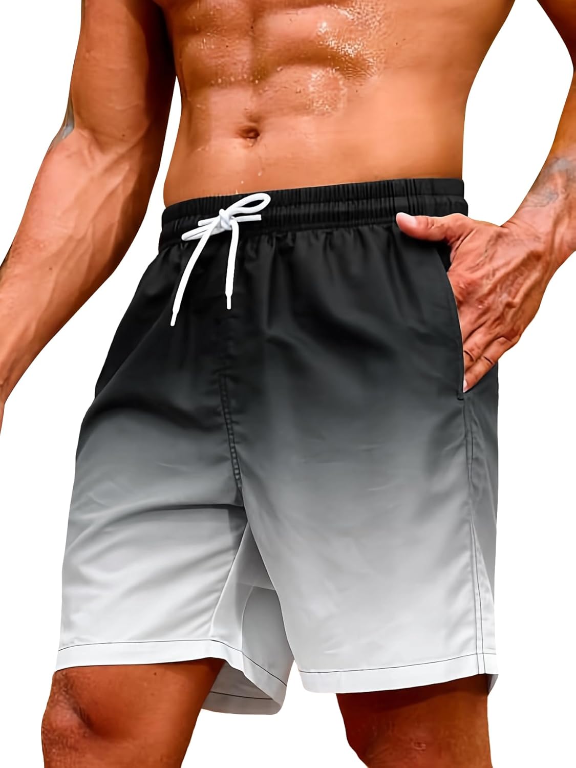 Men's Swim Trunk with Compression Liner Quick Dry Board Shorts Surf Beach Shorts - Picture 67 of 132