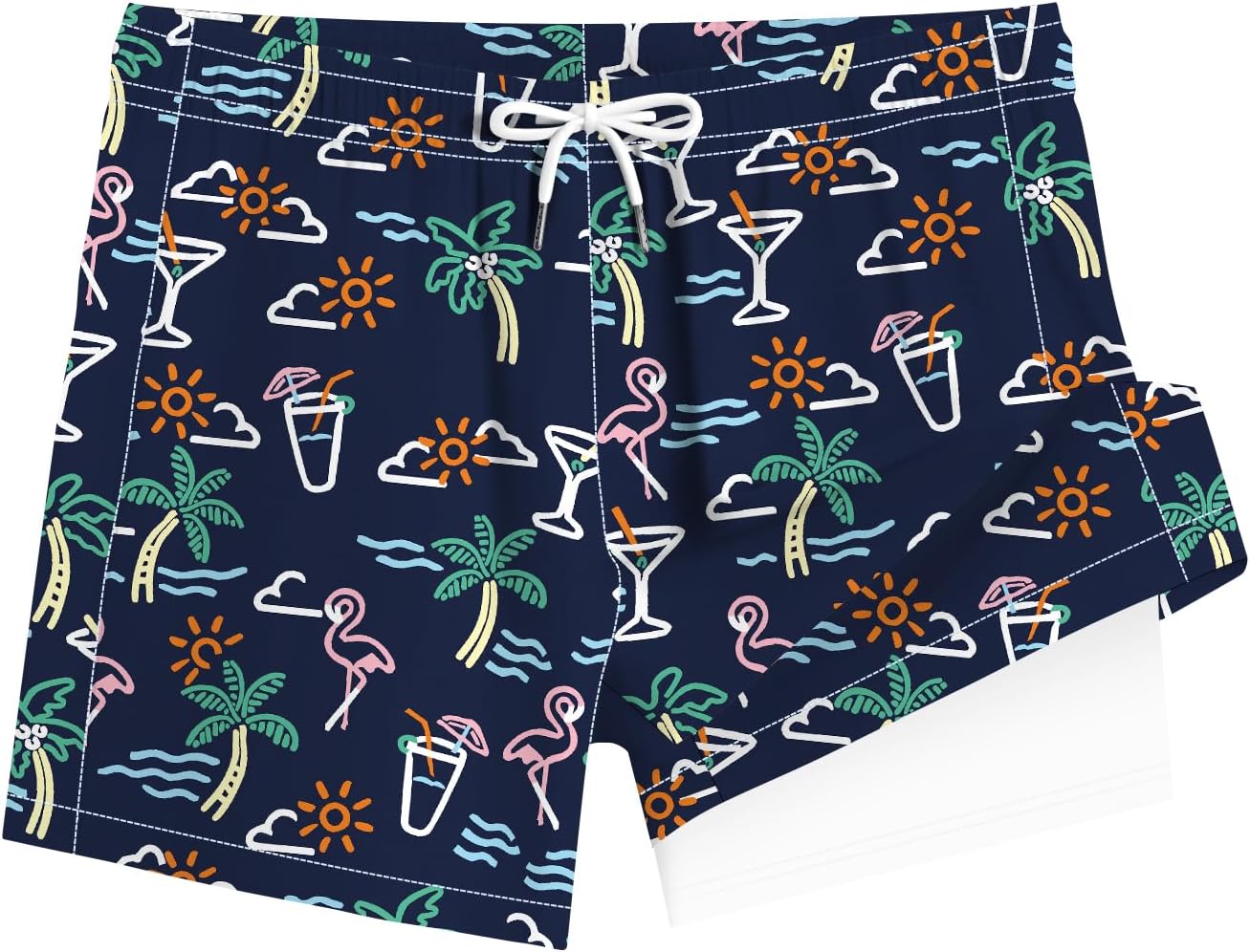 Men's Swim Trunk with Compression Liner Quick Dry Board Shorts Surf Beach Shorts - Picture 81 of 132