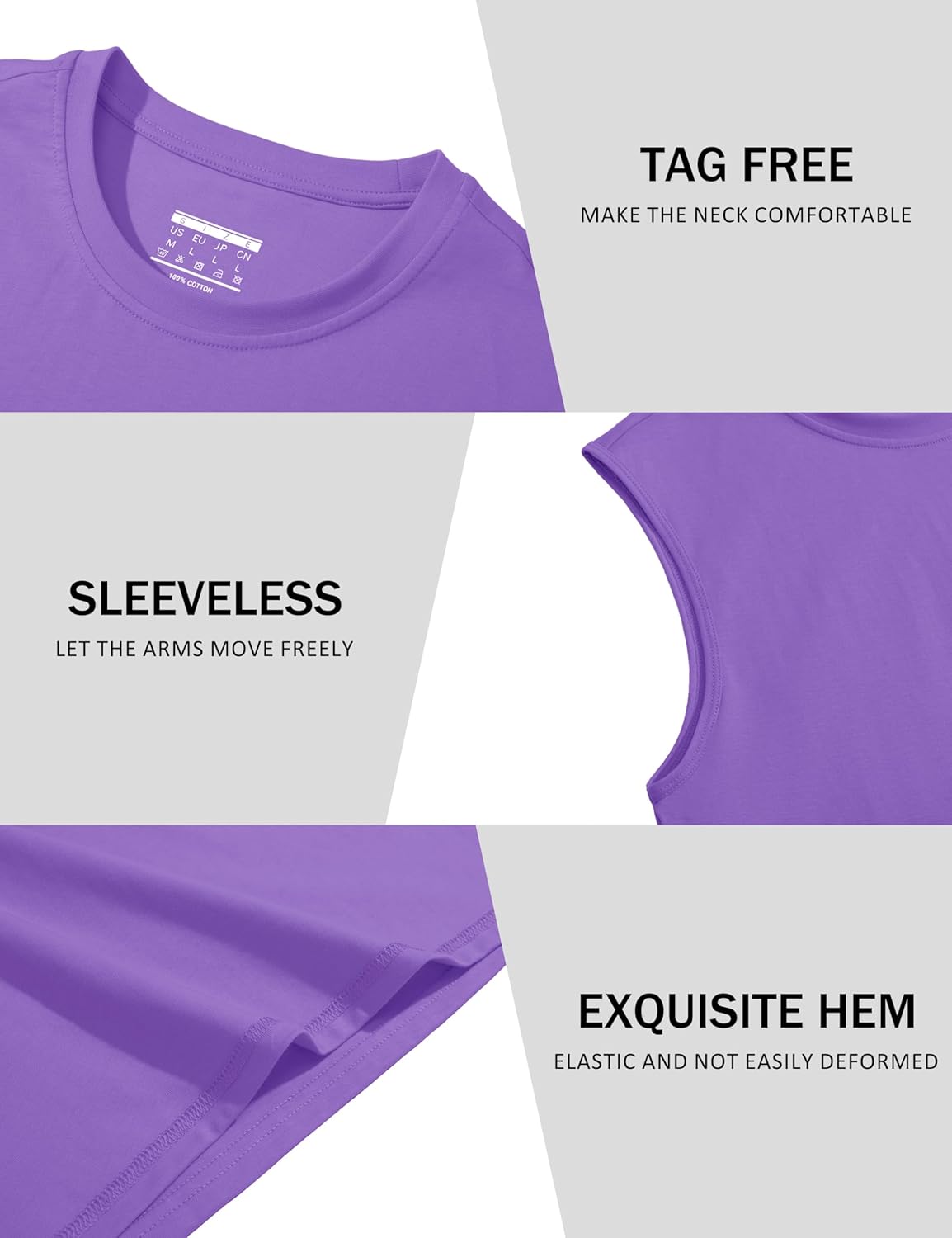 Herren Tank Top Baumwolle Muskel Training Gym Shirts Freizeit Ärmellos Shirts - Bild 41 von 197