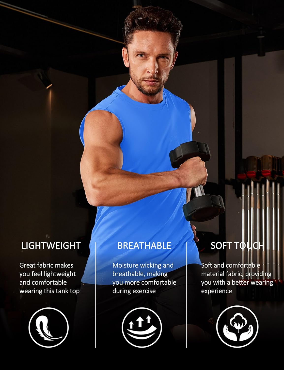 Herren Tank Top Baumwolle Muskel Training Gym Shirts Freizeit Ärmellos Shirts - Bild 45 von 197