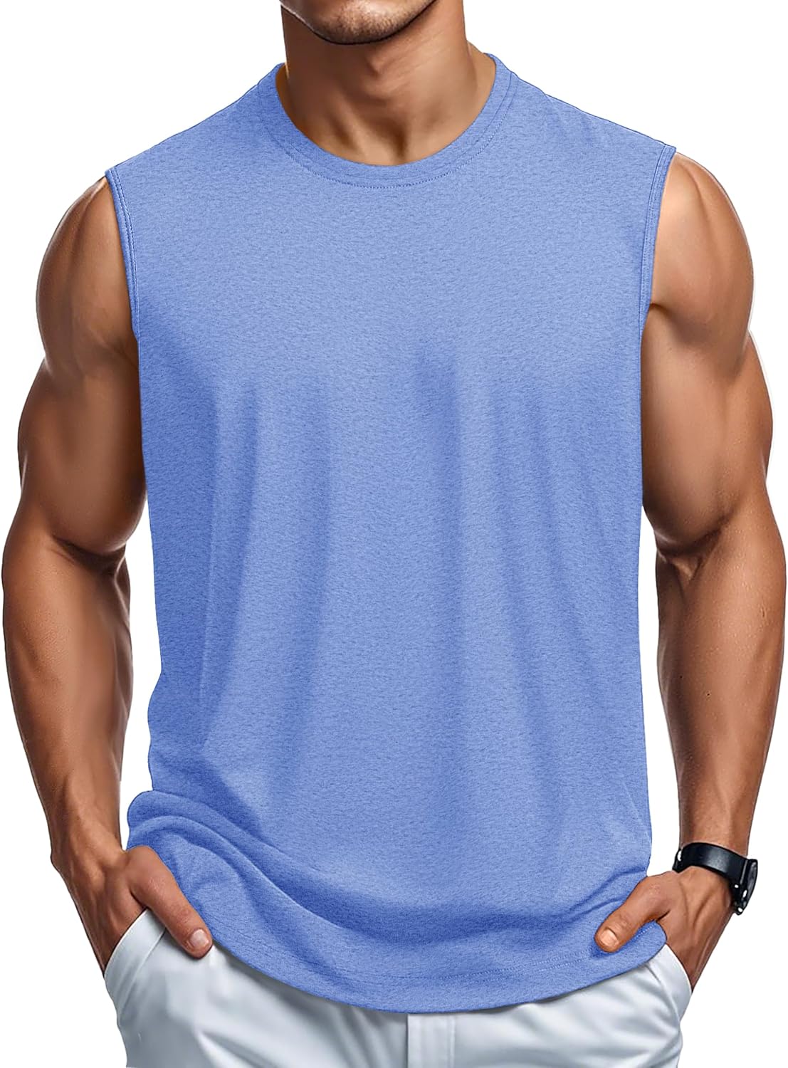 Herren Tank Top Baumwolle Muskel Training Gym Shirts Freizeit Ärmellos Shirts - Bild 51 von 197
