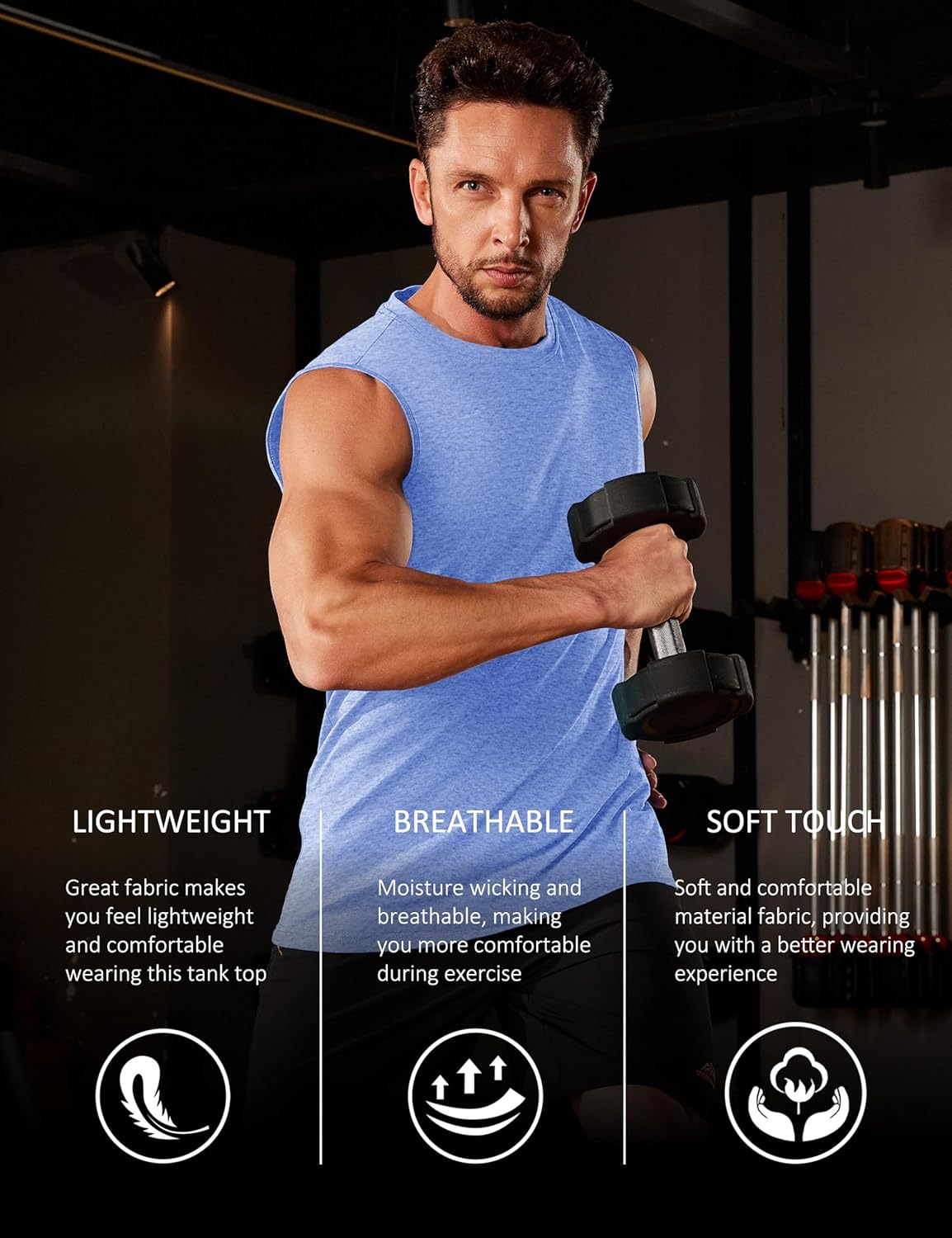 Herren Tank Top Baumwolle Muskel Training Gym Shirts Freizeit Ärmellos Shirts - Bild 53 von 197