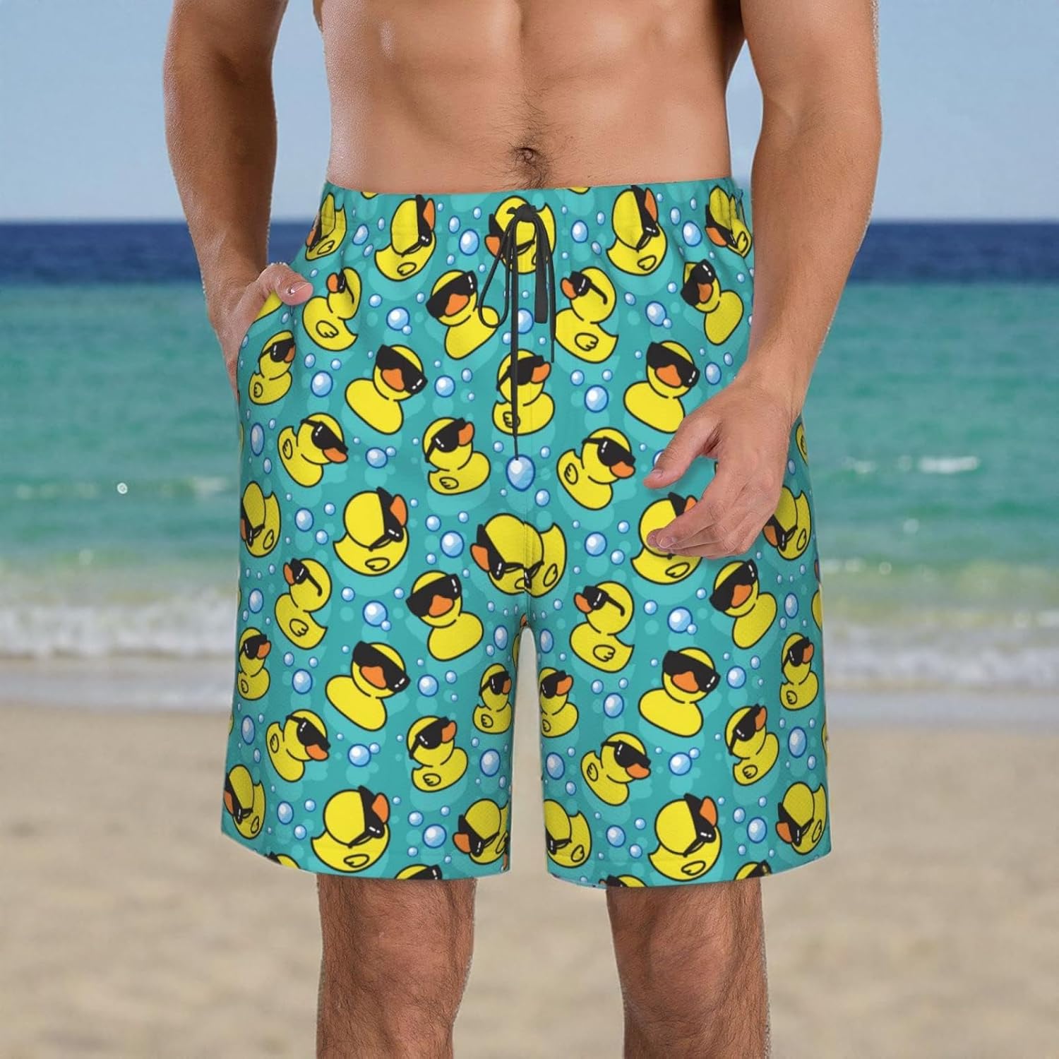 Men's Swim Trunks Beach Board Shorts Quick Dry Swimwear Sports with Pockets - Picture 99 of 99
