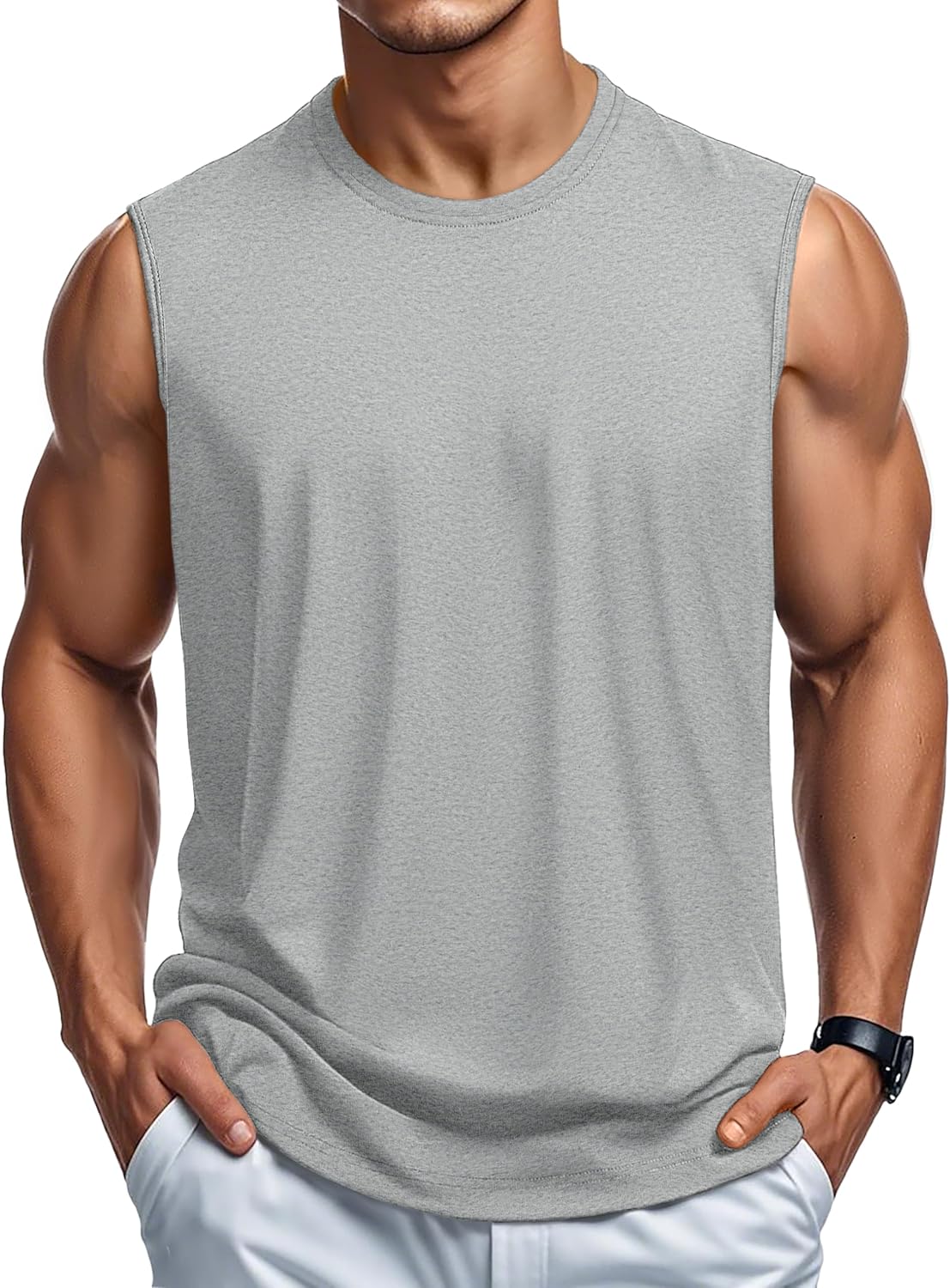 Herren Tank Top Baumwolle Muskel Training Gym Shirts Freizeit Ärmellos Shirts - Bild 65 von 197
