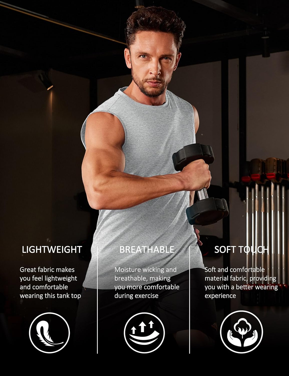Herren Tank Top Baumwolle Muskel Training Gym Shirts Freizeit Ärmellos Shirts - Bild 67 von 197