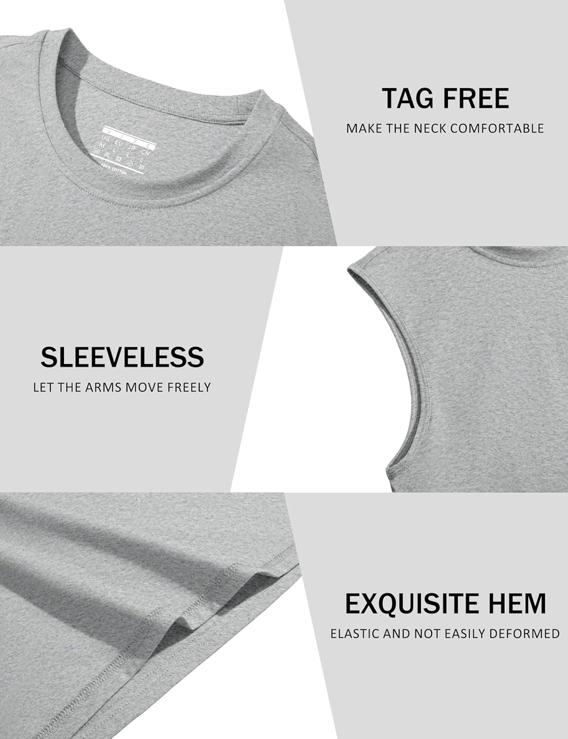 Herren Tank Top Baumwolle Muskel Training Gym Shirts Freizeit Ärmellos Shirts - Bild 69 von 197