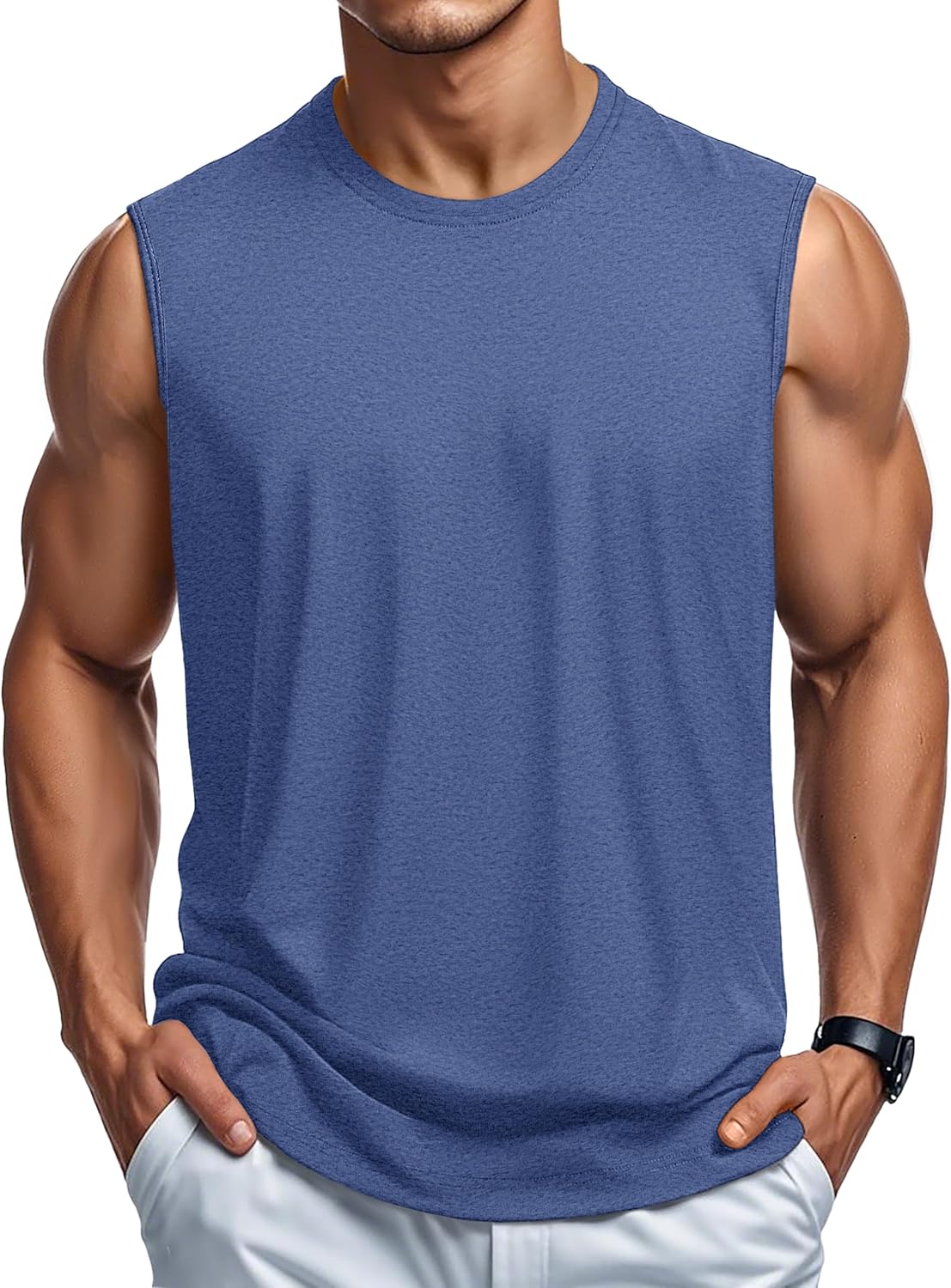 Herren Tank Top Baumwolle Muskel Training Gym Shirts Freizeit Ärmellos Shirts - Bild 79 von 197