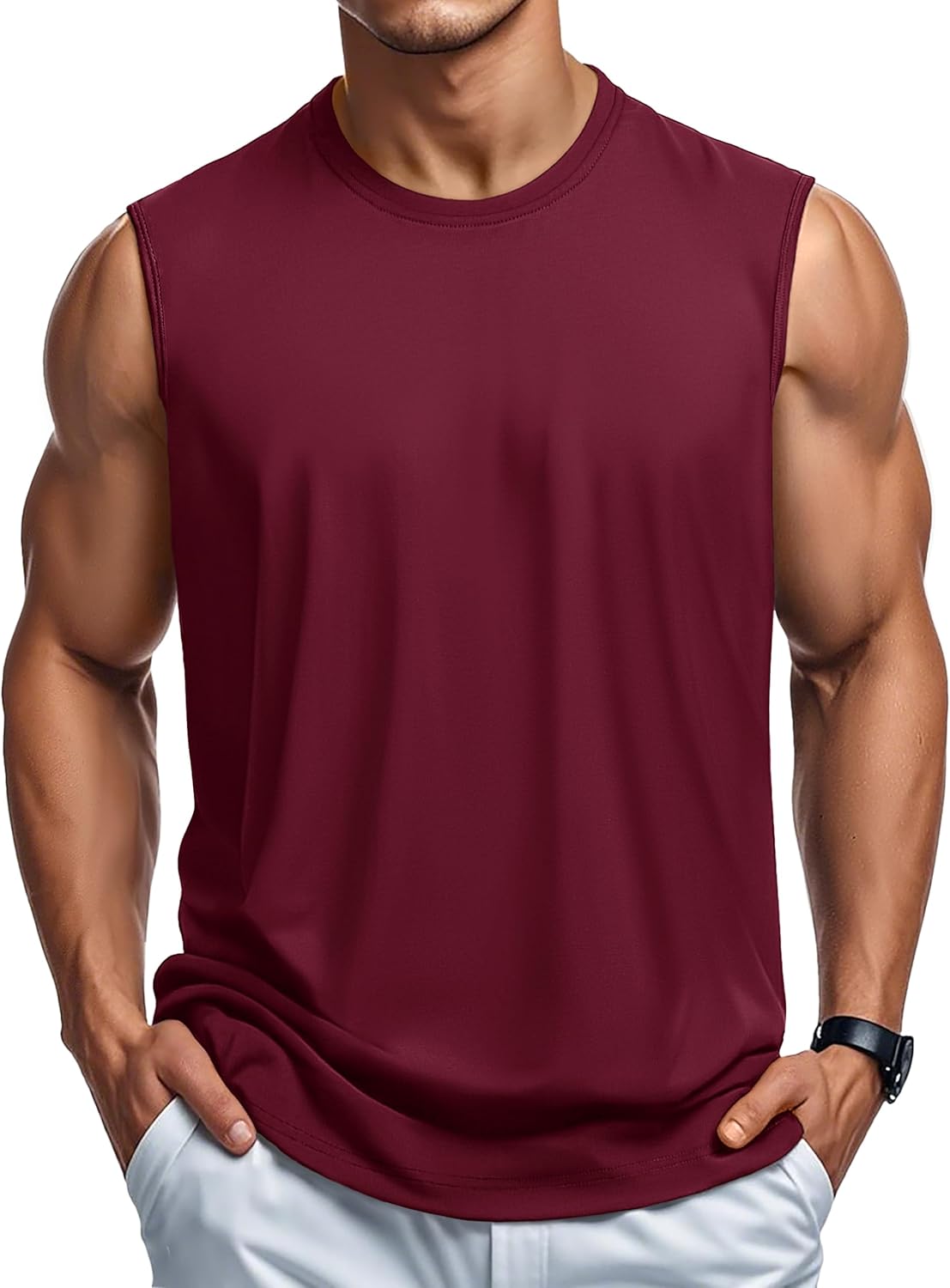 Herren Tank Top Baumwolle Muskel Training Gym Shirts Freizeit Ärmellos Shirts - Bild 86 von 197