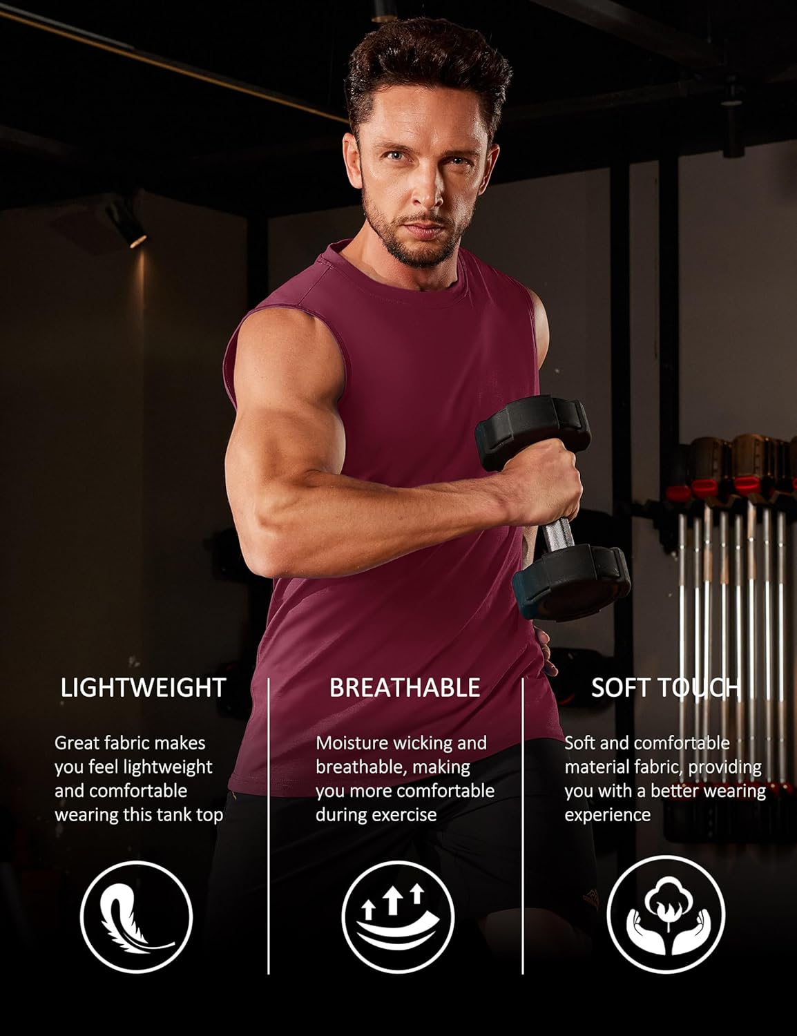 Herren Tank Top Baumwolle Muskel Training Gym Shirts Freizeit Ärmellos Shirts - Bild 88 von 197