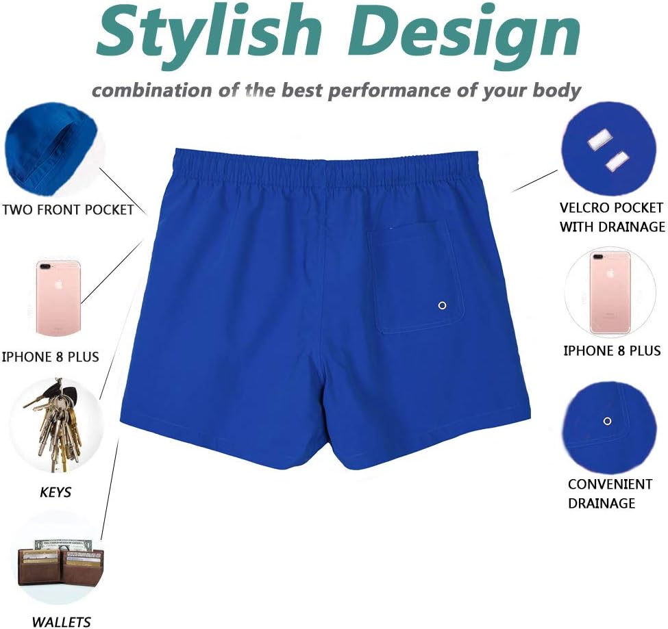 Beach Shorts Swim Trunks Quick Dry Men's Bathing Suit with Mesh Lining - Picture 43 of 111