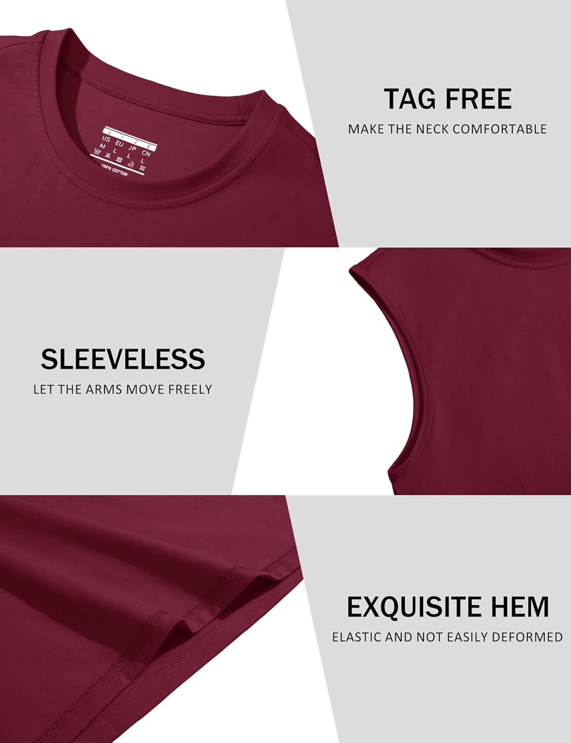 Herren Tank Top Baumwolle Muskel Training Gym Shirts Freizeit Ärmellos Shirts - Bild 90 von 197