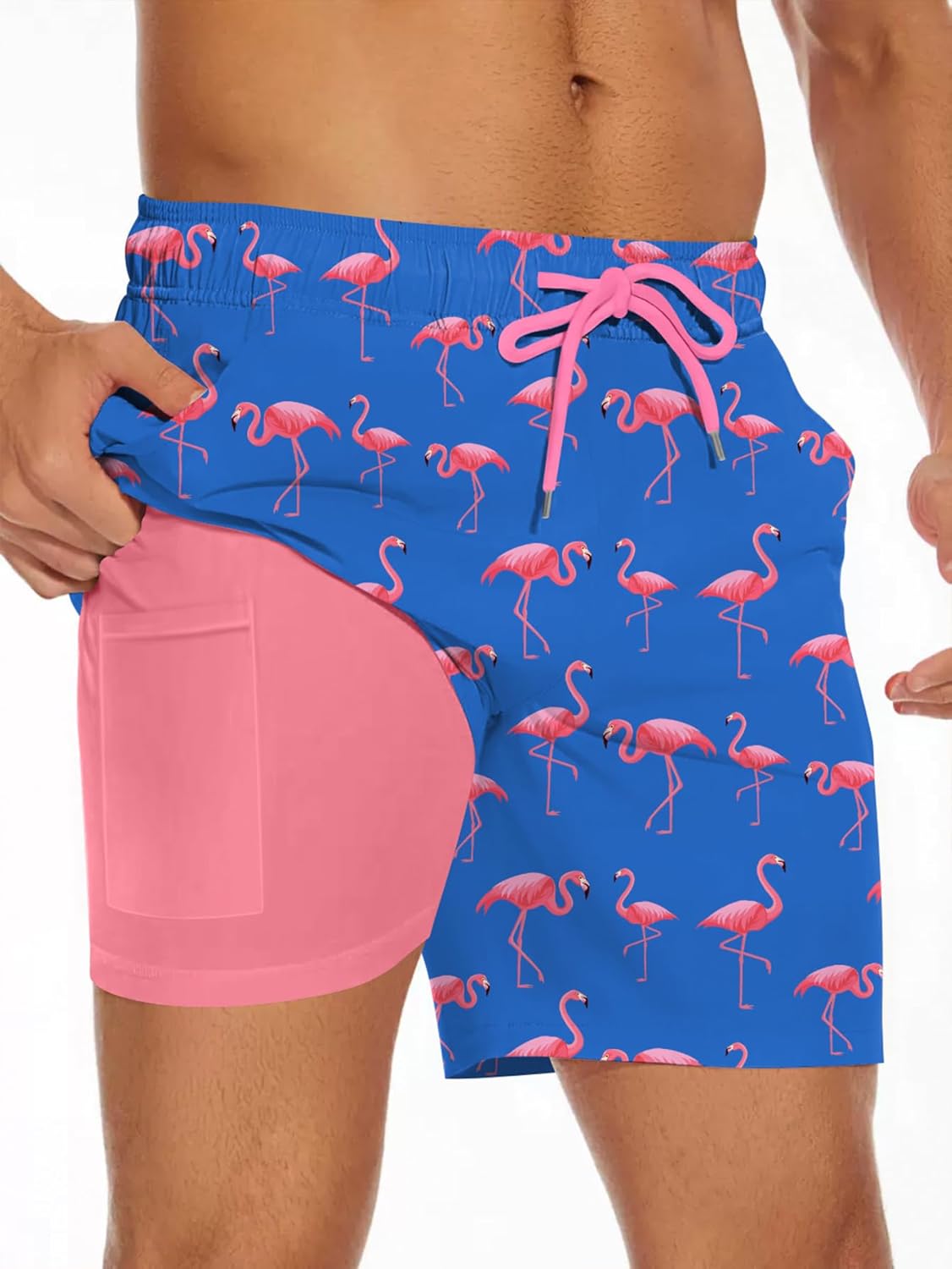 Men's Swim Trunk with Compression Liner Quick Dry Board Shorts Surf Beach Shorts - Picture 119 of 132