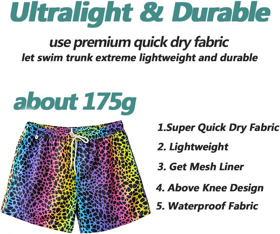 Beach Shorts Swim Trunks Quick Dry Men's Bathing Suit with Mesh Lining - Picture 46 of 111