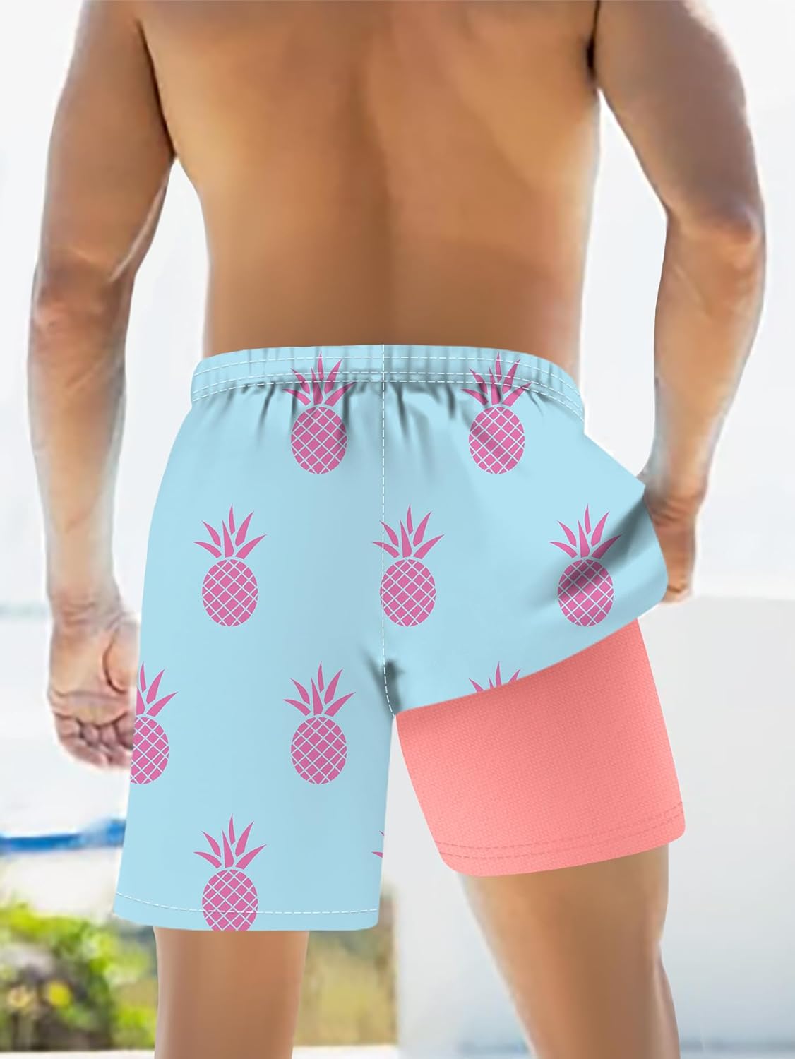 Men's Swim Trunk with Compression Liner Quick Dry Board Shorts Surf Beach Shorts - Picture 128 of 132