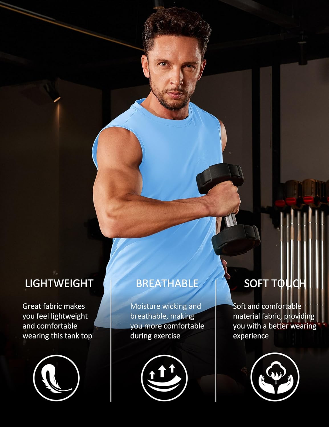Herren Tank Top Baumwolle Muskel Training Gym Shirts Freizeit Ärmellos Shirts - Bild 102 von 197