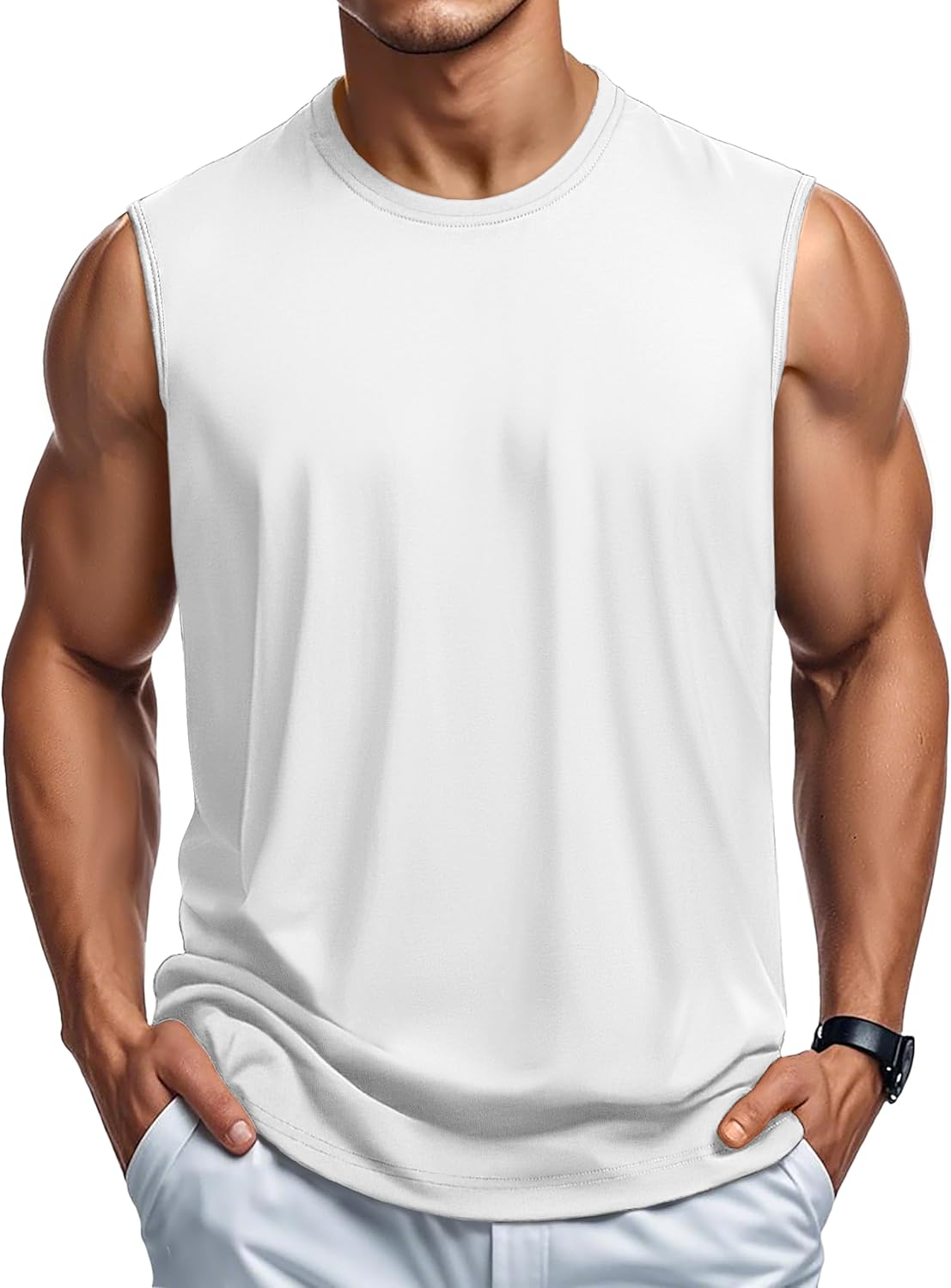 Herren Tank Top Baumwolle Muskel Training Gym Shirts Freizeit Ärmellos Shirts - Bild 107 von 197