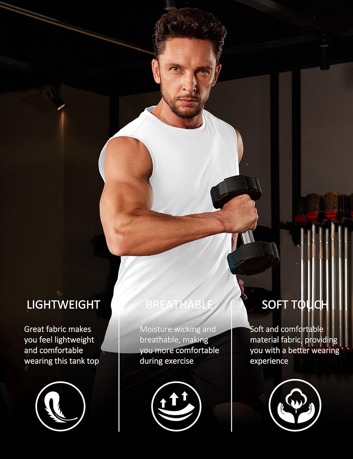 Herren Tank Top Baumwolle Muskel Training Gym Shirts Freizeit Ärmellos Shirts - Bild 109 von 197