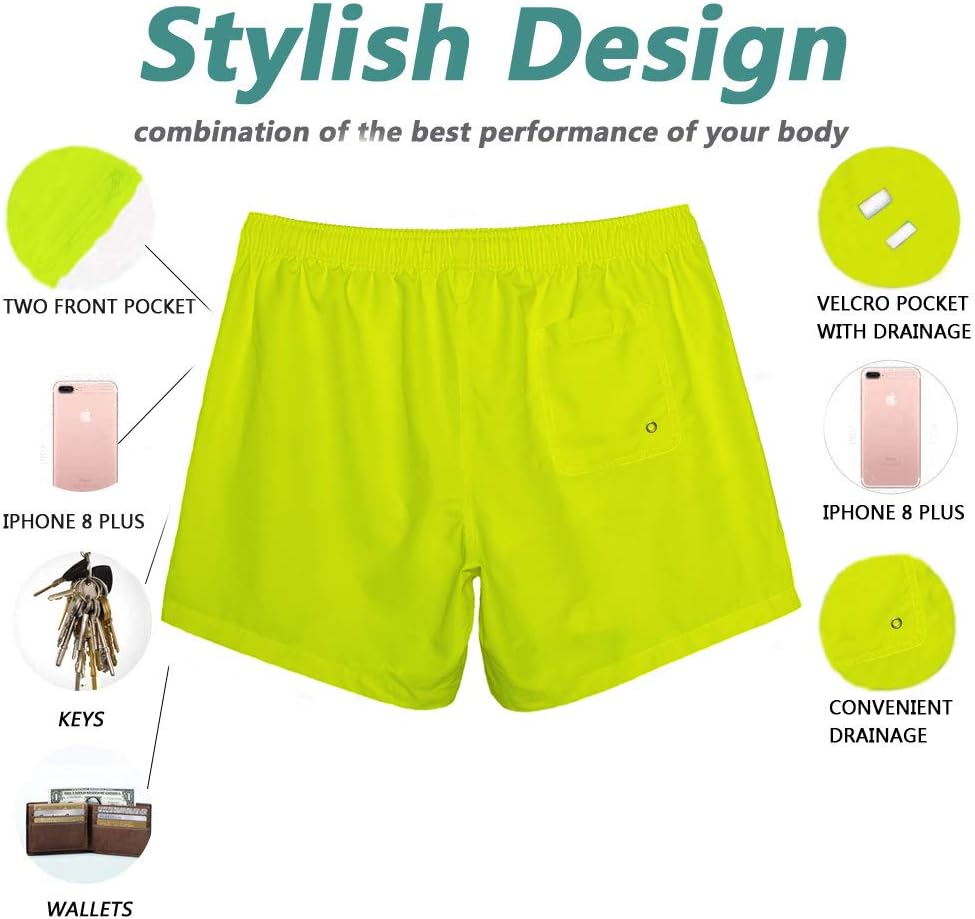 Beach Shorts Swim Trunks Quick Dry Men's Bathing Suit with Mesh Lining - Picture 73 of 111