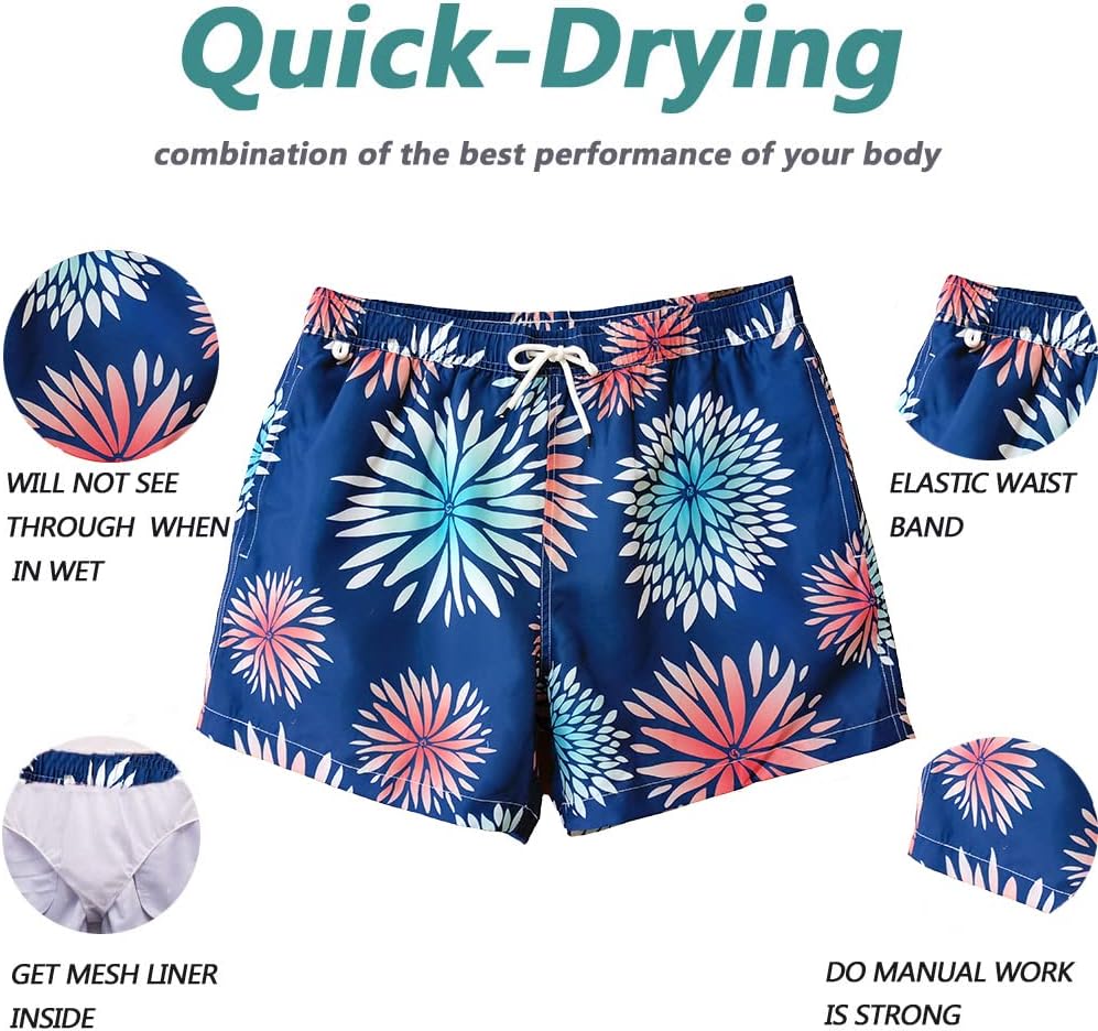 Beach Shorts Swim Trunks Quick Dry Men's Bathing Suit with Mesh Lining - Picture 79 of 111