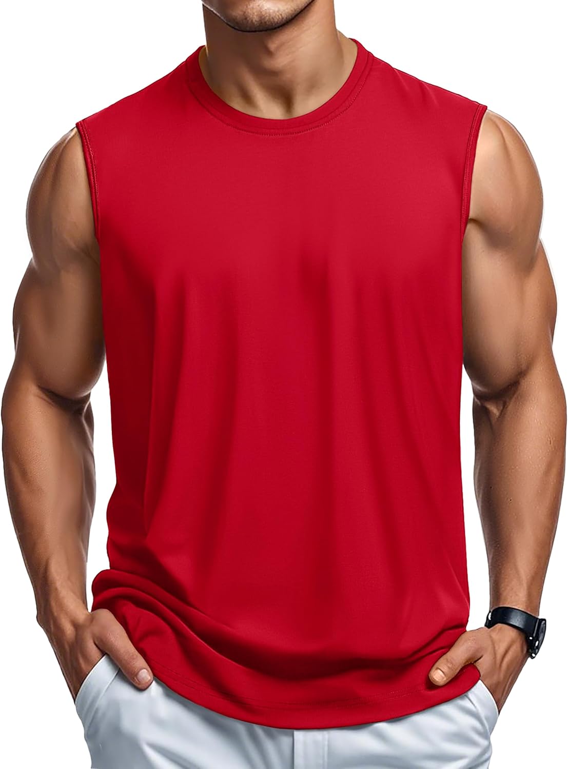 Herren Tank Top Baumwolle Muskel Training Gym Shirts Freizeit Ärmellos Shirts - Bild 128 von 197