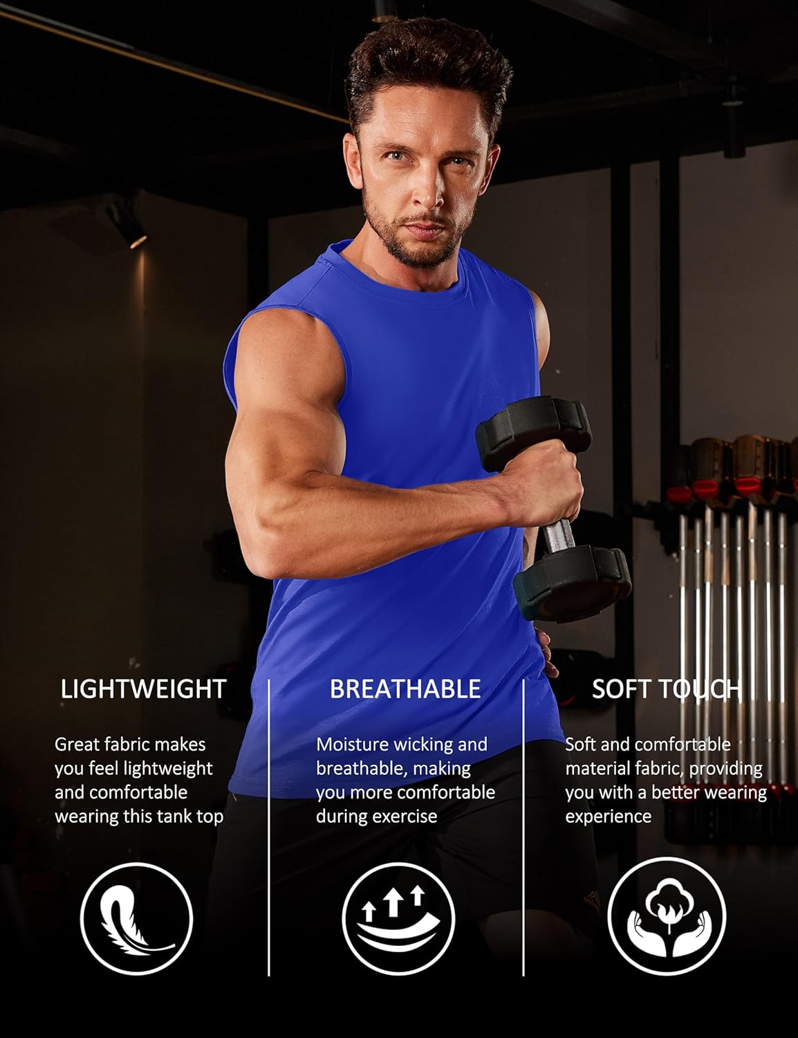 Herren Tank Top Baumwolle Muskel Training Gym Shirts Freizeit Ärmellos Shirts - Bild 137 von 197