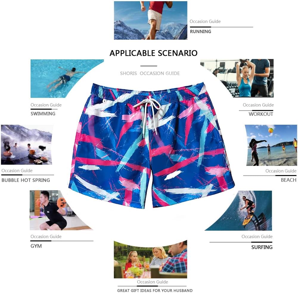 Beach Shorts Swim Trunks Quick Dry Men's Bathing Suit with Mesh Lining - Picture 100 of 111