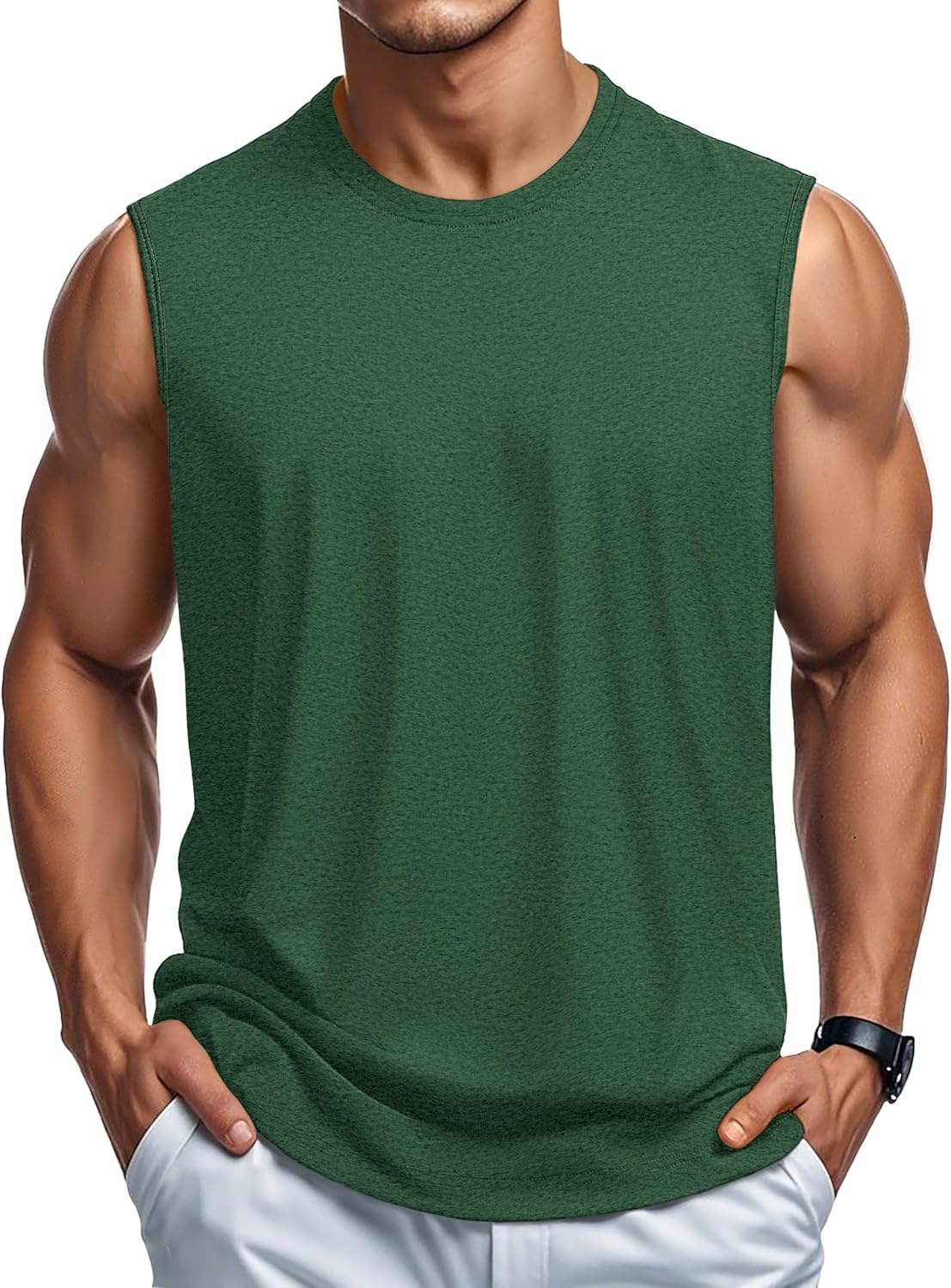 Herren Tank Top Baumwolle Muskel Training Gym Shirts Freizeit Ärmellos Shirts - Bild 142 von 197